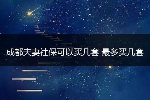 成都夫妻社保可以买几套 最多买几套