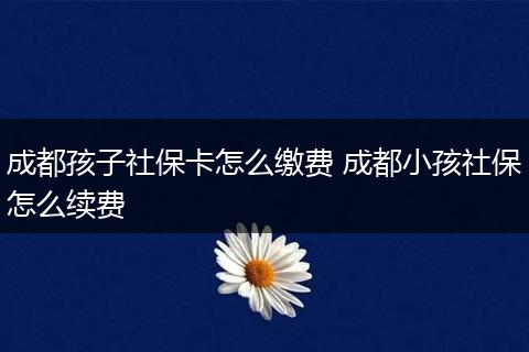 成都孩子社保卡怎么缴费 成都小孩社保怎么续费