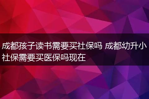 成都孩子读书需要买社保吗 成都幼升小社保需要买医保吗现在