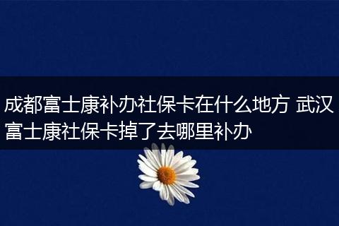 成都富士康补办社保卡在什么地方 武汉富士康社保卡掉了去哪里补办