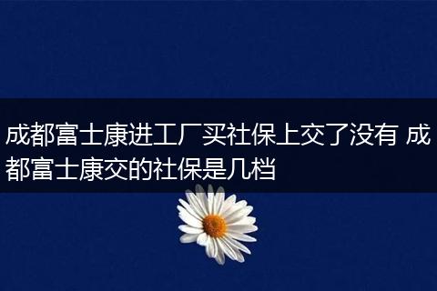 成都富士康进工厂买社保上交了没有 成都富士康交的社保是几档