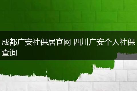 成都广安社保居官网 四川广安个人社保查询