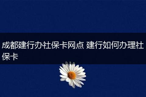 成都建行办社保卡网点 建行如何办理社保卡