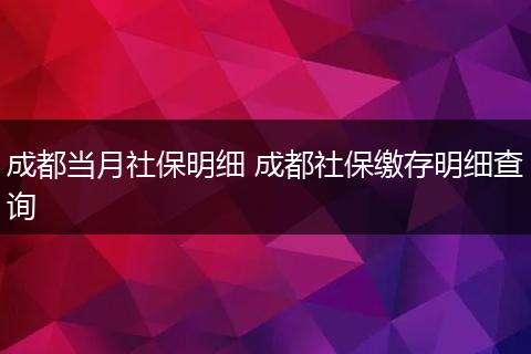 成都当月社保明细 成都社保缴存明细查询