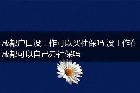 成都户口没工作可以买社保吗 没工作在成都可以自己办社保吗