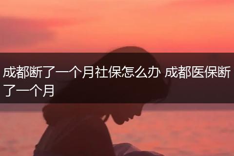 成都断了一个月社保怎么办 成都医保断了一个月