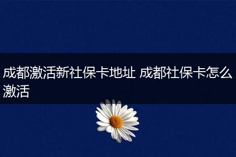 成都激活新社保卡地址 成都社保卡怎么激活