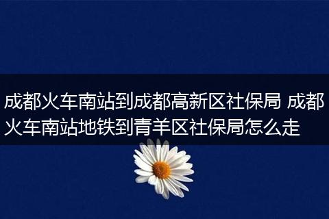 成都火车南站到成都高新区社保局 成都火车南站地铁到青羊区社保局怎么走