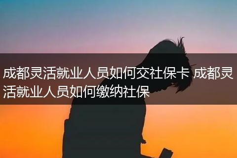 成都灵活就业人员如何交社保卡 成都灵活就业人员如何缴纳社保