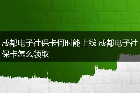 成都电子社保卡何时能上线 成都电子社保卡怎么领取