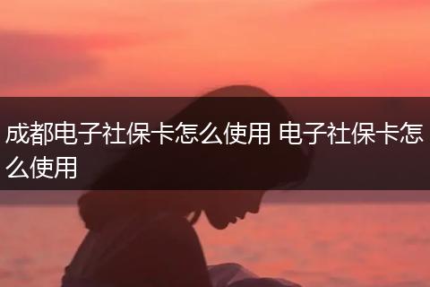 成都电子社保卡怎么使用 电子社保卡怎么使用
