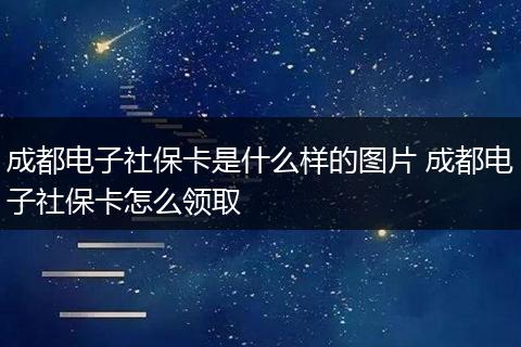 成都电子社保卡是什么样的图片 成都电子社保卡怎么领取