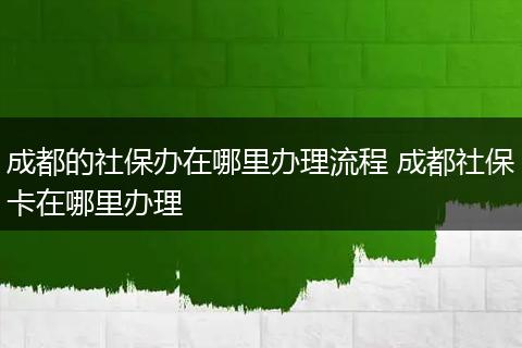 成都的社保办在哪里办理流程 成都社保卡在哪里办理