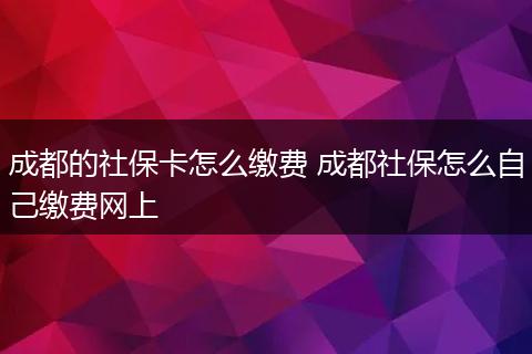 成都的社保卡怎么缴费 成都社保怎么自己缴费网上