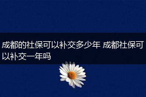 成都的社保可以补交多少年 成都社保可以补交一年吗