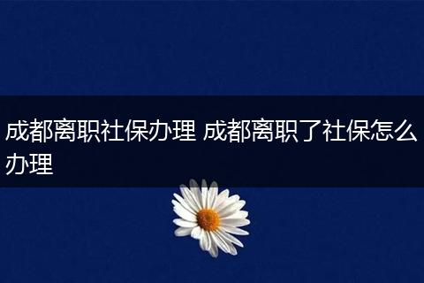 成都离职社保办理 成都离职了社保怎么办理