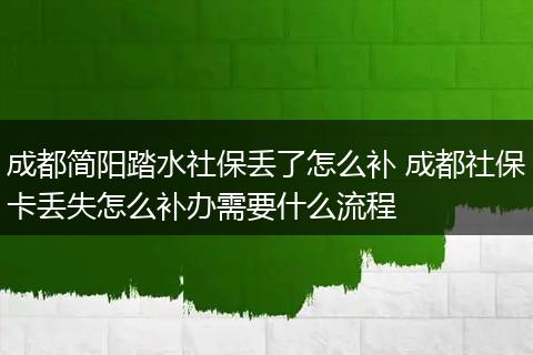 成都简阳踏水社保丢了怎么补 成都社保卡丢失怎么补办需要什么流程