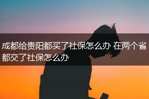 成都给贵阳都买了社保怎么办 在两个省都交了社保怎么办