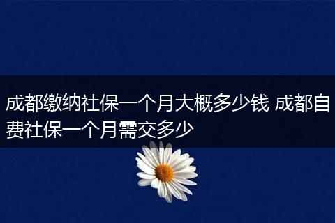 成都缴纳社保一个月大概多少钱 成都自费社保一个月需交多少