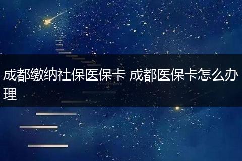 成都缴纳社保医保卡 成都医保卡怎么办理