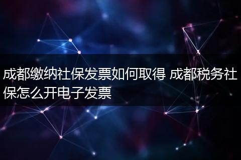 成都缴纳社保发票如何取得 成都税务社保怎么开电子发票