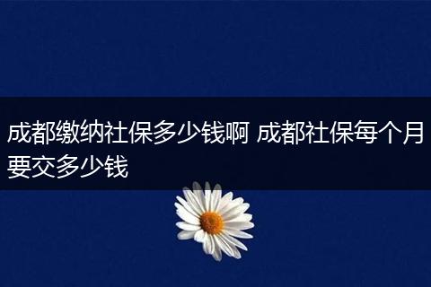成都缴纳社保多少钱啊 成都社保每个月要交多少钱