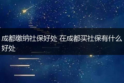 成都缴纳社保好处 在成都买社保有什么好处