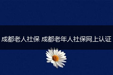 成都老人社保 成都老年人社保网上认证