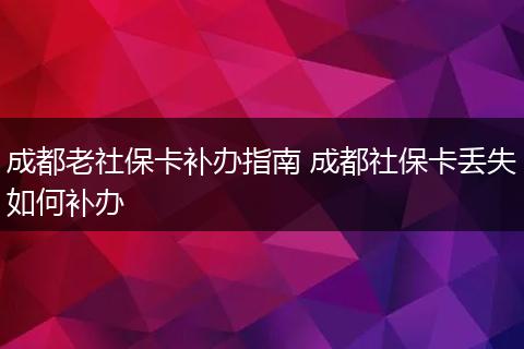 成都老社保卡补办指南 成都社保卡丢失如何补办