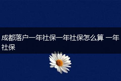 成都落户一年社保一年社保怎么算 一年社保