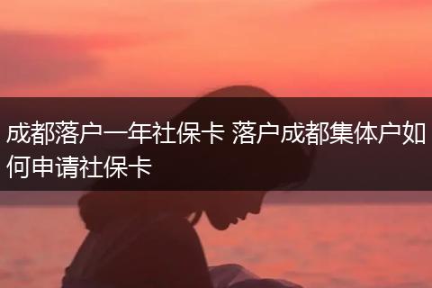 成都落户一年社保卡 落户成都集体户如何申请社保卡