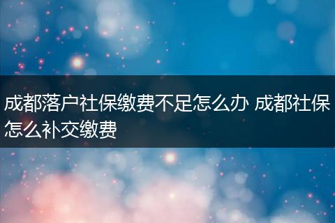 成都落户社保缴费不足怎么办 成都社保怎么补交缴费