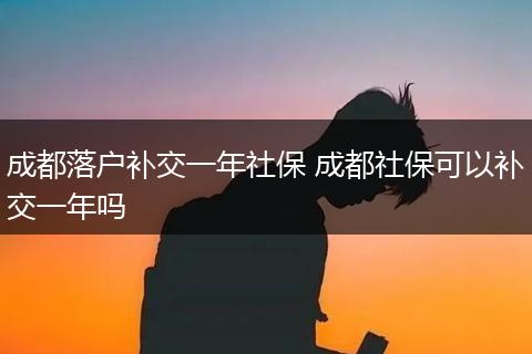 成都落户补交一年社保 成都社保可以补交一年吗