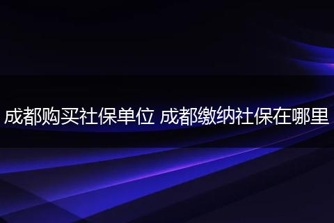 成都购买社保单位 成都缴纳社保在哪里