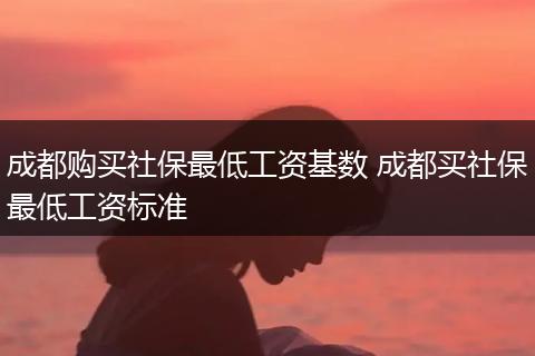 成都购买社保最低工资基数 成都买社保最低工资标准
