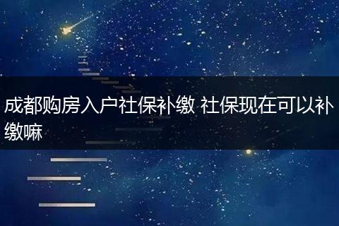 成都购房入户社保补缴 社保现在可以补缴嘛