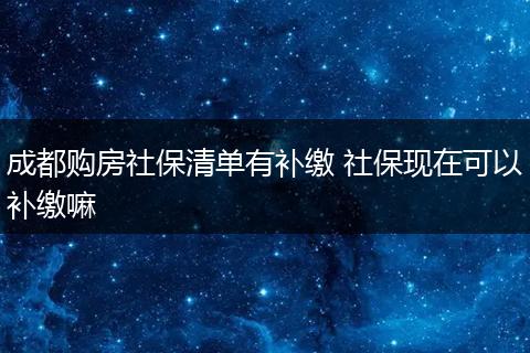 成都购房社保清单有补缴 社保现在可以补缴嘛