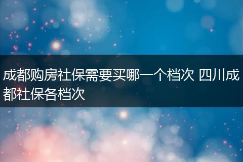 成都购房社保需要买哪一个档次 四川成都社保各档次