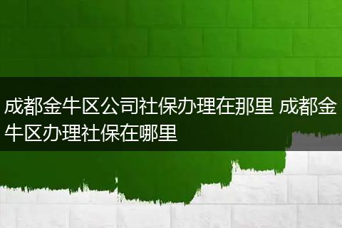 成都金牛区公司社保办理在那里 成都金牛区办理社保在哪里