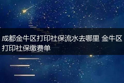 成都金牛区打印社保流水去哪里 金牛区打印社保缴费单