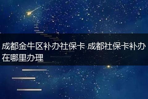 成都金牛区补办社保卡 成都社保卡补办在哪里办理