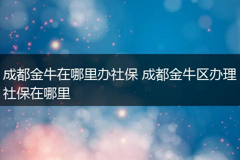 成都金牛在哪里办社保 成都金牛区办理社保在哪里