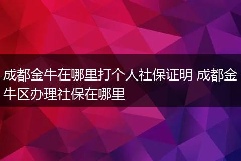 成都金牛在哪里打个人社保证明 成都金牛区办理社保在哪里