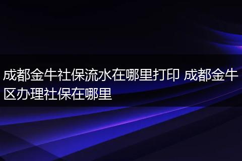 成都金牛社保流水在哪里打印 成都金牛区办理社保在哪里