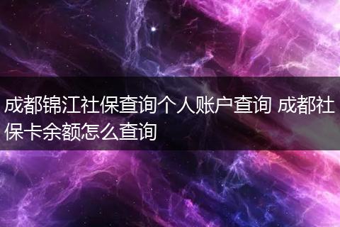 成都锦江社保查询个人账户查询 成都社保卡余额怎么查询