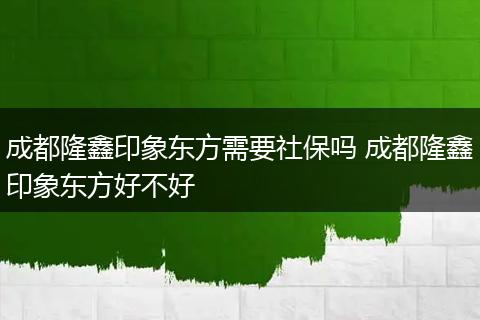 成都隆鑫印象东方需要社保吗 成都隆鑫印象东方好不好
