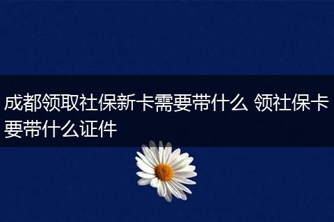 成都领取社保新卡需要带什么 领社保卡要带什么证件