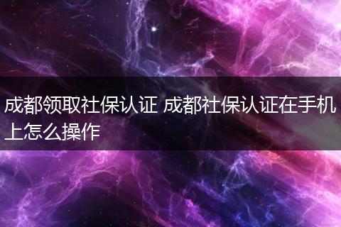 成都领取社保认证 成都社保认证在手机上怎么操作