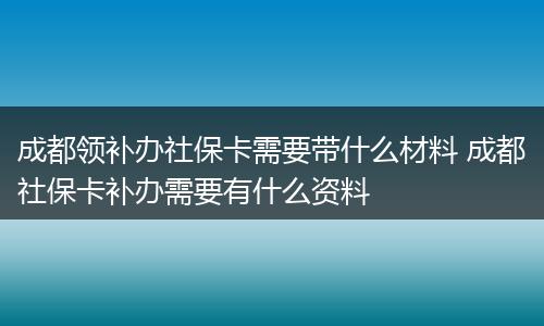 成都领补办社保卡需要带什么材料 成都社保卡补办需要有什么资料