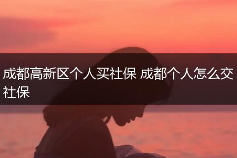 成都高新区个人买社保 成都个人怎么交社保